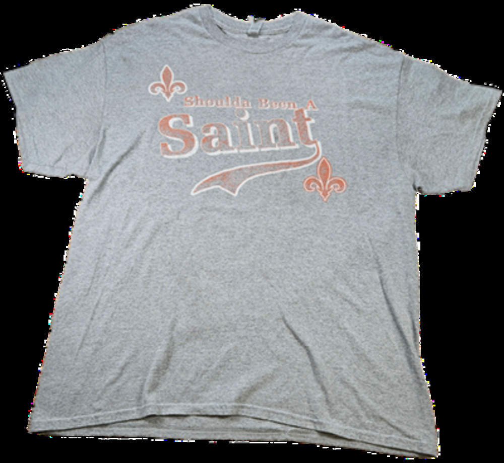 Gildan T-Shirt Men's Gray XL DryBlend "Shouldda Been A Saint" Fleur De Lis